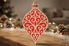Swirl Christmas Ornament SVG Laser Cut Wood Decoration Product Image 1