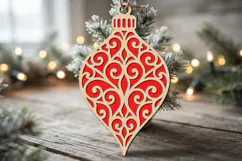 Swirl Christmas Ornament SVG Laser Cut Wood Decoration Product Image 2