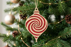 Swirl Wooden Christmas Ornament SVG Candy Cane Bauble Product Image 1