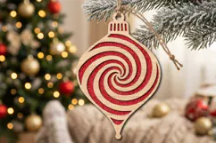 Swirl Wooden Christmas Ornament SVG Candy Cane Bauble Product Image 2