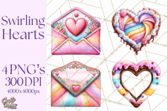 Swirling Valentine Hearts Continuous Line Art Pink Heart Product Image 1