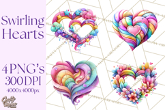 Swirling Valentine Hearts Continuous Line Art Pink Heart Product Image 1