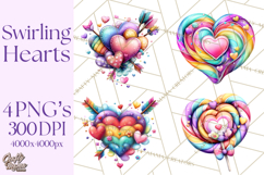 Swirling Valentine Hearts Continuous Line Art Pink Heart Product Image 1