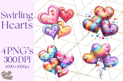 Swirling Valentine Hearts Continuous Line Art Pink Heart Product Image 1