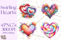 Swirling Valentine Hearts Continuous Line Art Pink Heart Product Image 1