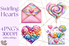 Swirling Valentine Hearts Continuous Line Art Pink Heart Product Image 1