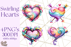 Swirling Valentine Hearts Continuous Line Art Pink Heart Product Image 1