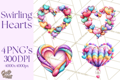 Swirling Valentine Hearts Continuous Line Art Pink Heart Product Image 1