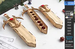 3D Sword Dice Box Laser Cut | Gaming Accessory | Dice Holder Product Image 1