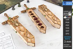 3D Sword Dice Box Laser Cut | Gaming Accessory | Dice Holder Product Image 1