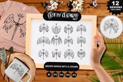 Sword Wings Clipart Set With A Crown Product Image 1