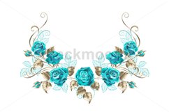 Symmetrical garland with turquoise roses Product Image 1