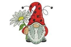 Marguerite Ladybug Gnome Embroidery Design Product Image 1