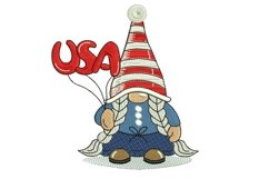 USA Girl Gnome Embroidery Design Product Image 1
