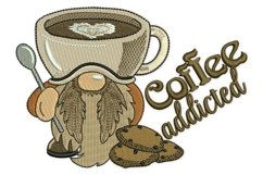 Coffee Addicted Gnome Embroidery Design Product Image 1