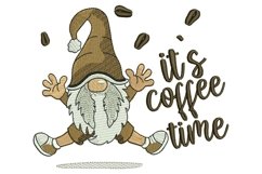 Coffee Time Gnome Embroidery Design Product Image 1