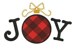 JOY Checkered Christmas Ball Embroidery Design Product Image 1