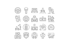 autonomous vehicle self driving icons set vector Product Image 1