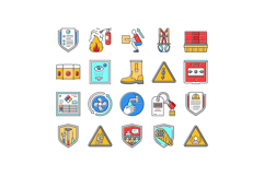 injury prevention safety icons set vector Product Image 1