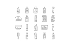 men cosmetic grooming skincare icons set vector Product Image 1