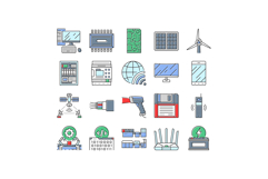 industry 3.0 cybernetics sensors icons set vector Product Image 1