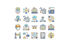 industry 4.0 automation robotics icons set vector Product Image 1
