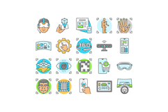 augmented reality virtual ar vr icons set vector Product Image 1