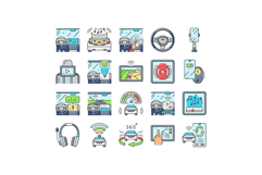 auto tainment infotainment icons set vector Product Image 1