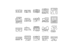 mobile home trailer, camper icons set vector Product Image 1