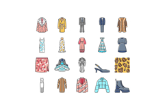 stylish clothes fashion trendy icons set vector Product Image 1