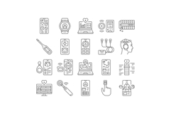 personalized health tech icons set vector Product Image 1