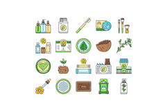 sustainable beauty eco friendly icons set vector Product Image 1
