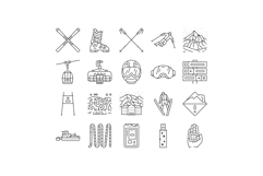 alpine skiing snow slalom icons set vector Product Image 1
