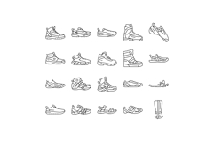 footwear tourism shoes sandals icons set vector Product Image 1