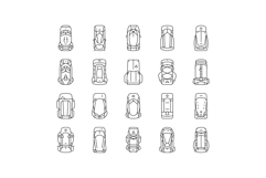 hiking backpack gear trail icons set vector Product Image 1