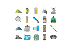 lightweight backpacking icons set vector Product Image 1