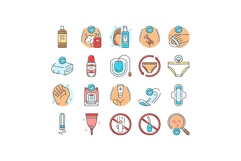 female intimate care hygiene icons set vector Product Image 1