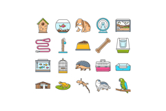 multi species home icons set vector Product Image 1