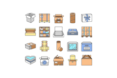 cardboard packaging recycling icons set vector Product Image 1