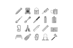 titanium lightweight accessories icons set vector Product Image 1