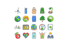 eco conscious sustainability icons set vector Product Image 1