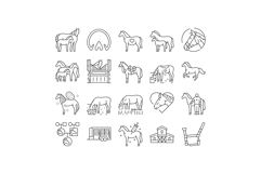horse breeding equestrian icons set vector Product Image 1