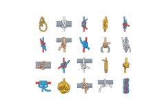 nautical knot rope marine icons set vector Product Image 1