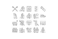 nordic walking exercise outdoor icons set vector Product Image 1
