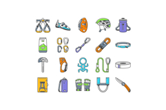 rock climbing bouldering icons set vector Product Image 1
