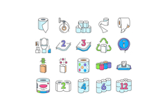 toilet paper tissue roll soft icons set vector Product Image 1