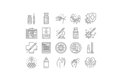 vaccine immunization syringe icons set vector Product Image 1