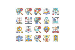 head hunting recruitment icons set vector Product Image 1