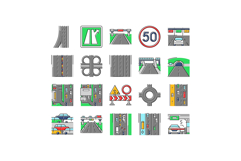 highway road lane icons set vector Product Image 1