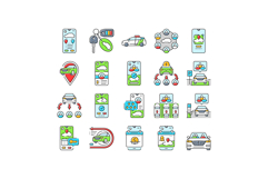 car share service transport icons set vector Product Image 1